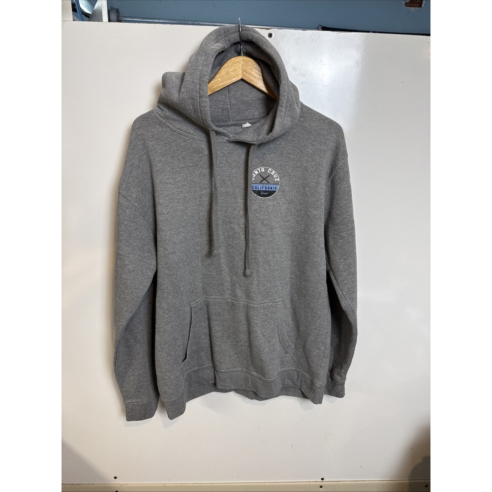 Santa Cruz CA Gray Fleece Pullover Hoodie Mens L Cotton Graphic Logo Pockets